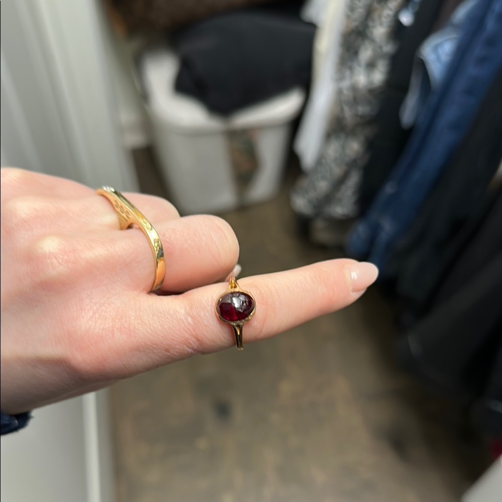 Gold and Red Gemstone Ring Jewelry